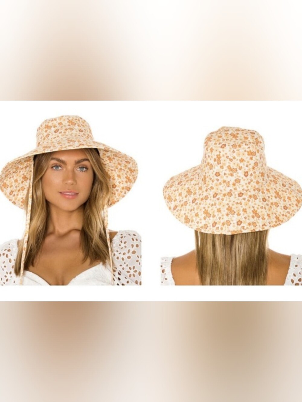 LACK of COLOR Peach Bloom Floral Print Cotton Bucket Hat Sun Beach Garden